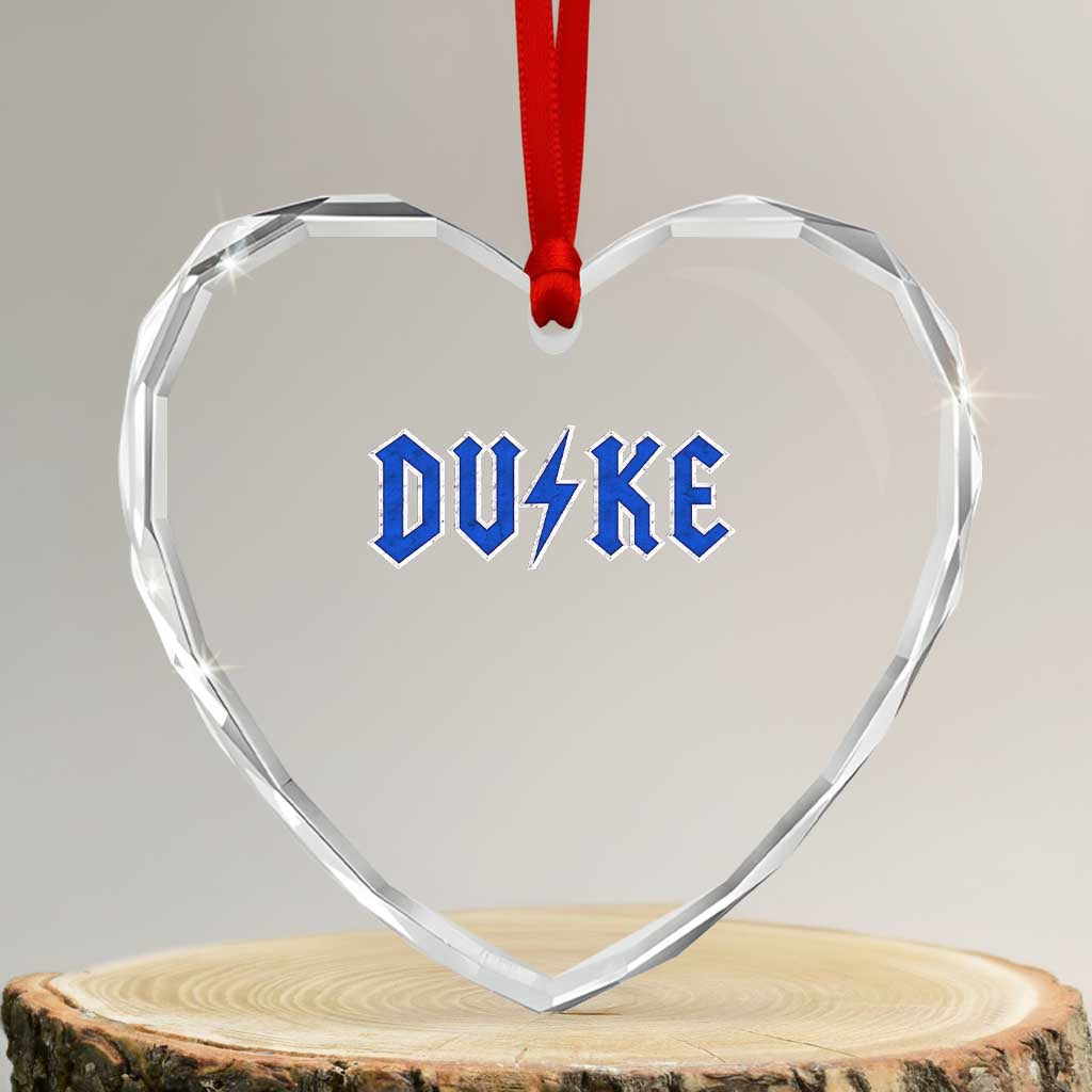 Vintage Duke Last Name Sports Style Heart Crystal Glass Ornament Vintage Lightning Bold Gothic Font Graphic Basketball Fans TS10 Transparent Glass 3'' Heart Print Your Wear