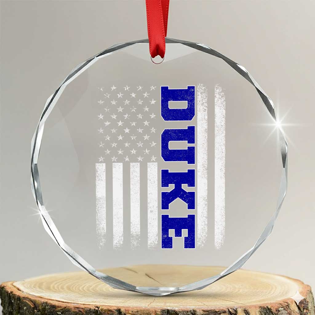 Vintage Duke Name American Flag Crystal Glass Ornament Retro Sport Basketball Fans TS10 Transparent Glass 3'' Circle Print Your Wear