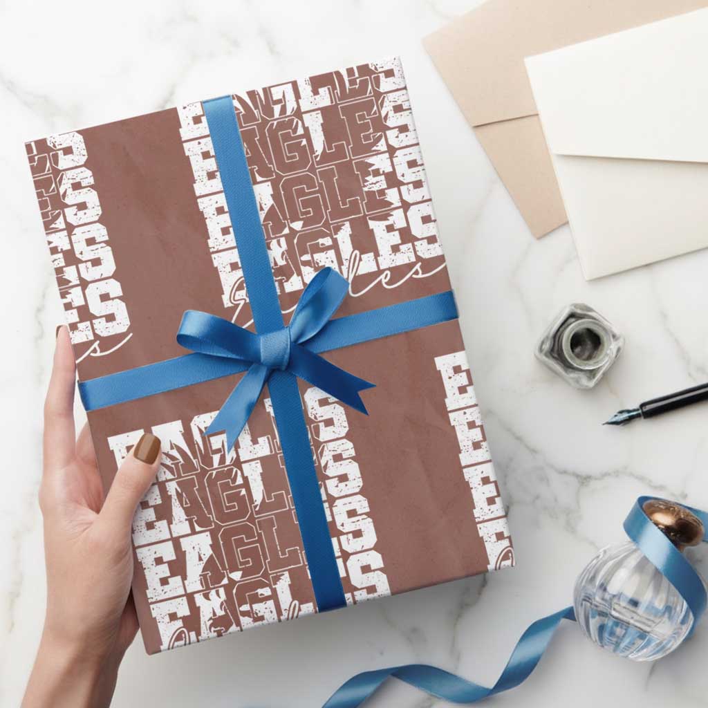 Vintage Eagles Bird Inspirational Wrapping Paper Roll 90s Style Classic Eagles Fly TS10 Mocha Print Your Wear
