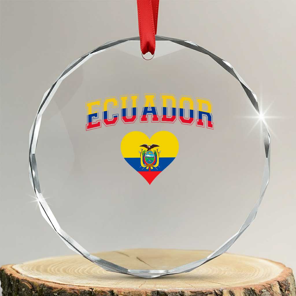 Vintage Ecuador Flag Heart Crystal Glass Ornament Proud Ecuadorian Heritage Gift TS12 Transparent Glass 3'' Circle Print Your Wear
