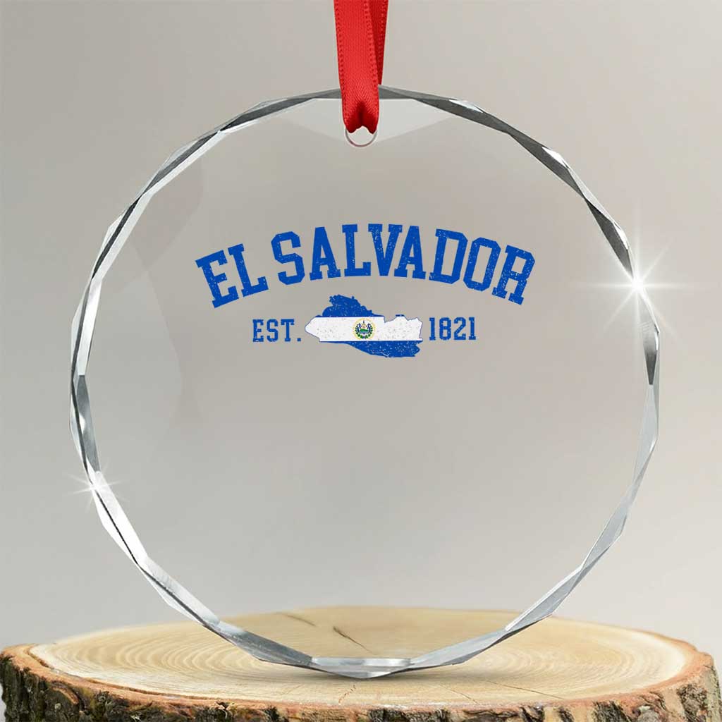 Vintage El Salvador Map Crystal Glass Ornament Salvadoran Independence Day Jersey Letters TS10 Transparent Glass 3'' Circle Print Your Wear