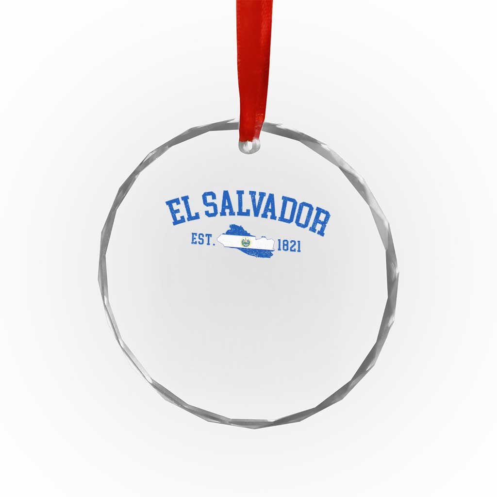 Vintage El Salvador Map Crystal Glass Ornament Salvadoran Independence Day Jersey Letters TS10 Transparent Glass 3'' Circle Print Your Wear