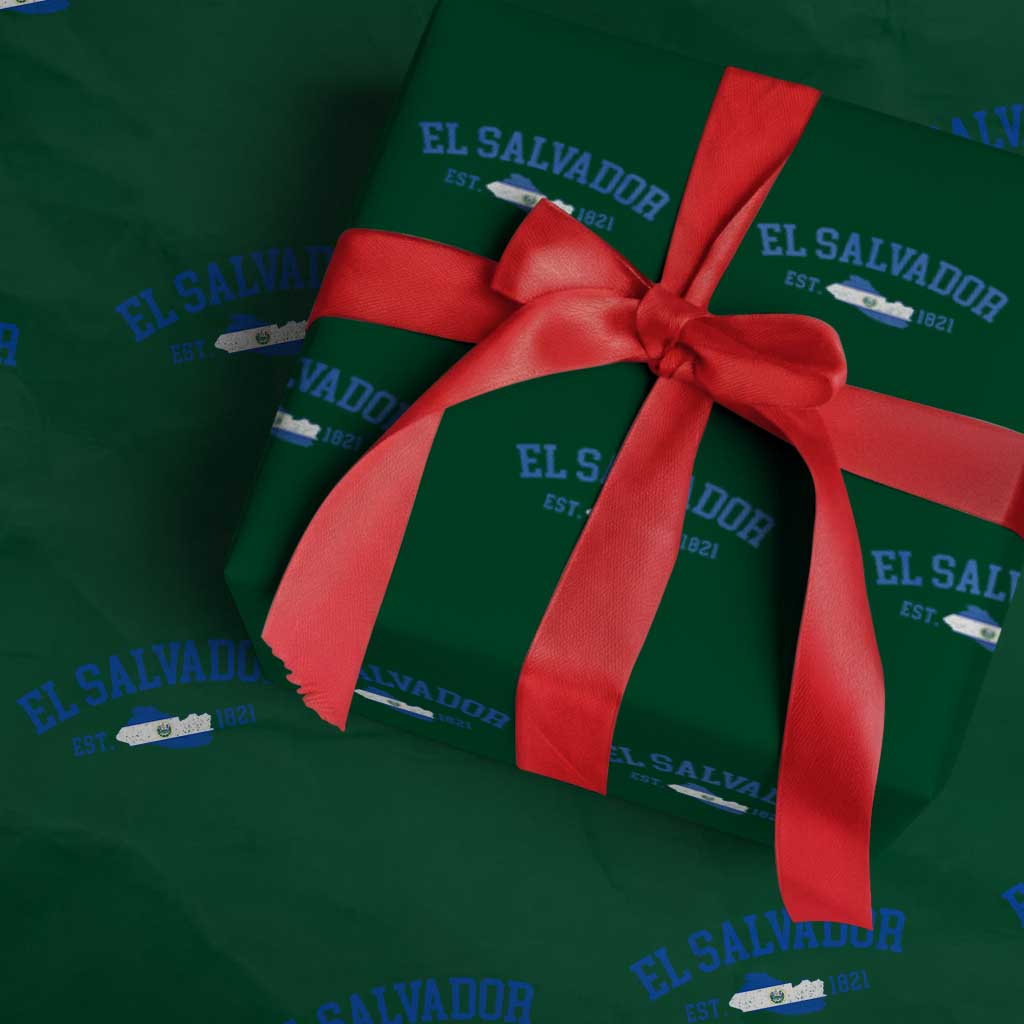 Vintage El Salvador Map Wrapping Paper Roll Salvadoran Independence Day Jersey Letters TS10 Green Print Your Wear