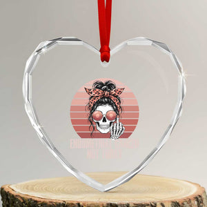 Vintage Endometrial Cancer Not Today Heart Crystal Glass Ornament Skeleton Warrior Fighter