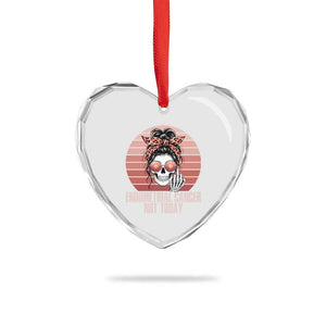 Vintage Endometrial Cancer Not Today Heart Crystal Glass Ornament Skeleton Warrior Fighter