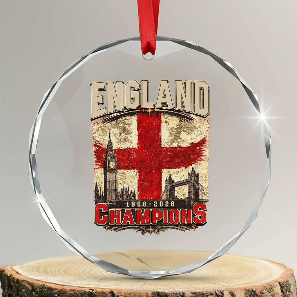 Vintage England Champions Crystal Glass Ornament Proud Football Fan Heritage TS12 Transparent Glass 3'' Circle Print Your Wear