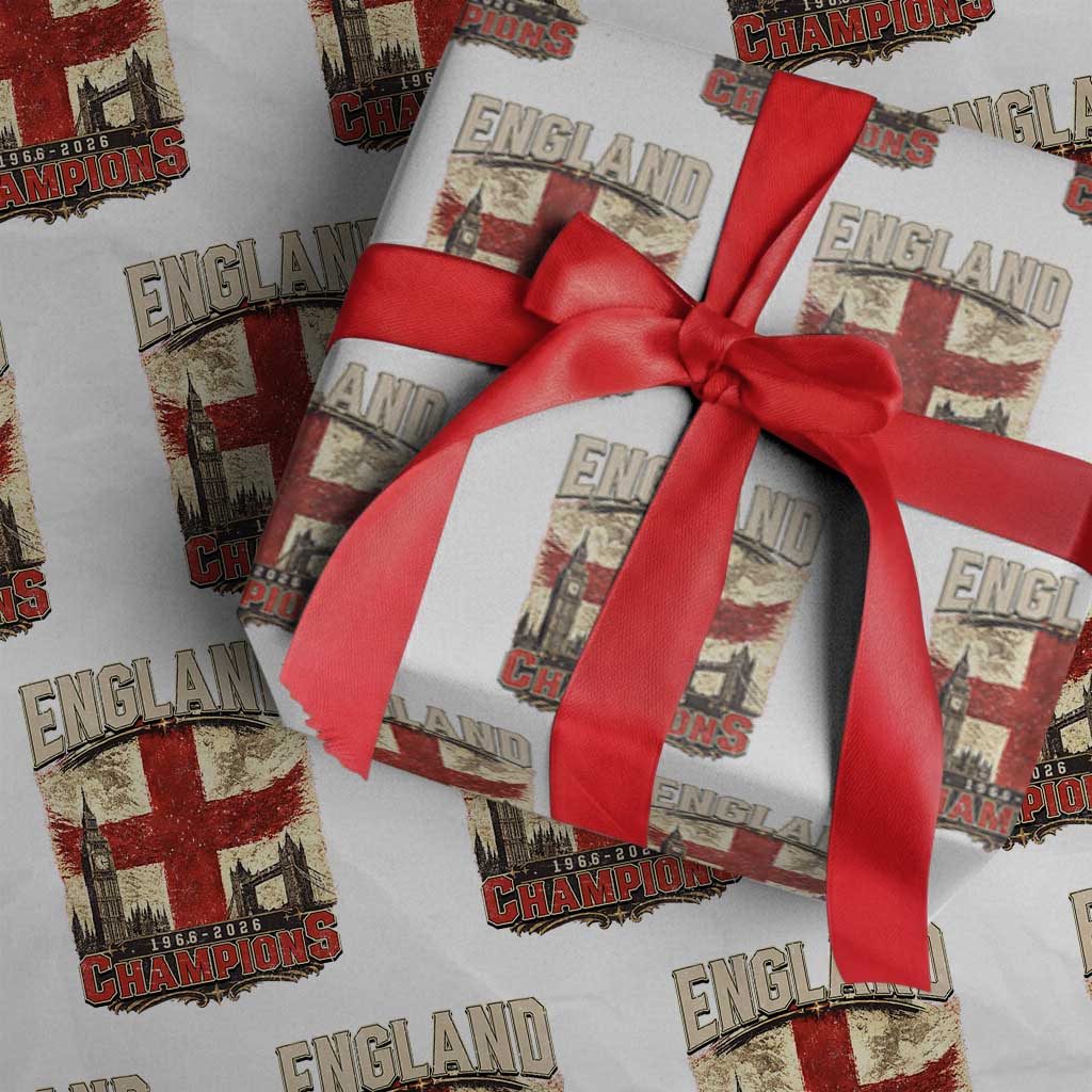 Vintage England Champions Wrapping Paper Roll Proud Football Fan Heritage TS12 White Print Your Wear