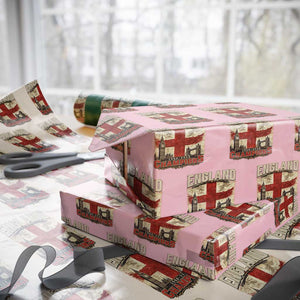Vintage England Champions Wrapping Paper Roll Proud Football Fan Heritage TS12 Light Pink Print Your Wear