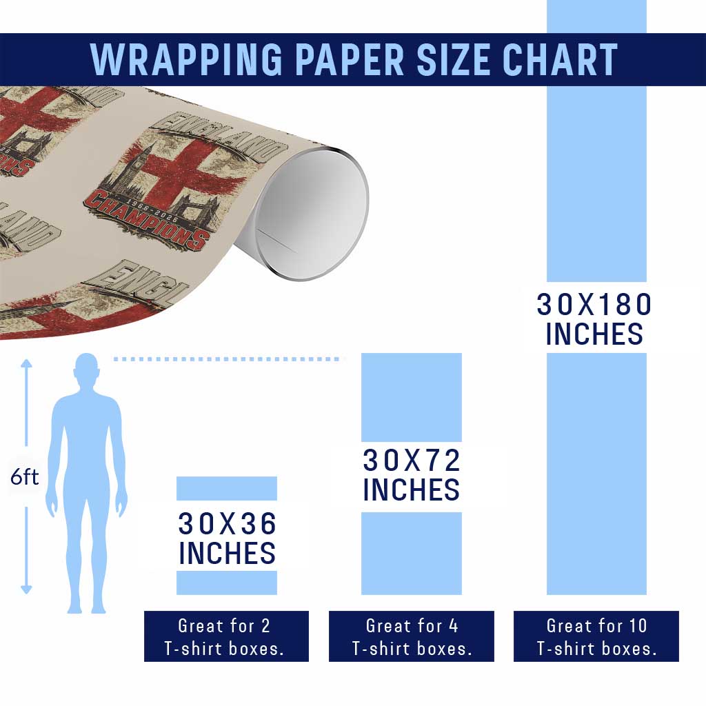 Vintage England Champions Wrapping Paper Roll Proud Football Fan Heritage TS12 Print Your Wear