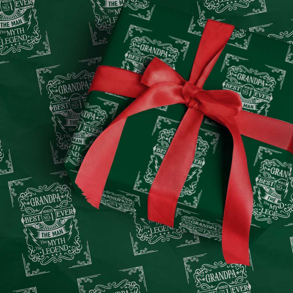 Vintage Fathers Day Gift For Grandpa Wrapping Paper Roll The Man The Myth The Legend TS12 Green Print Your Wear
