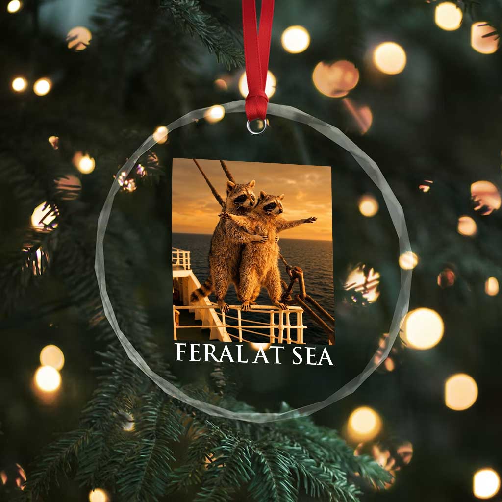 Vintage Feral At Sea Cruise Crystal Glass Ornament Funny Raccoon Parody Movie TS14 Print Your Wear