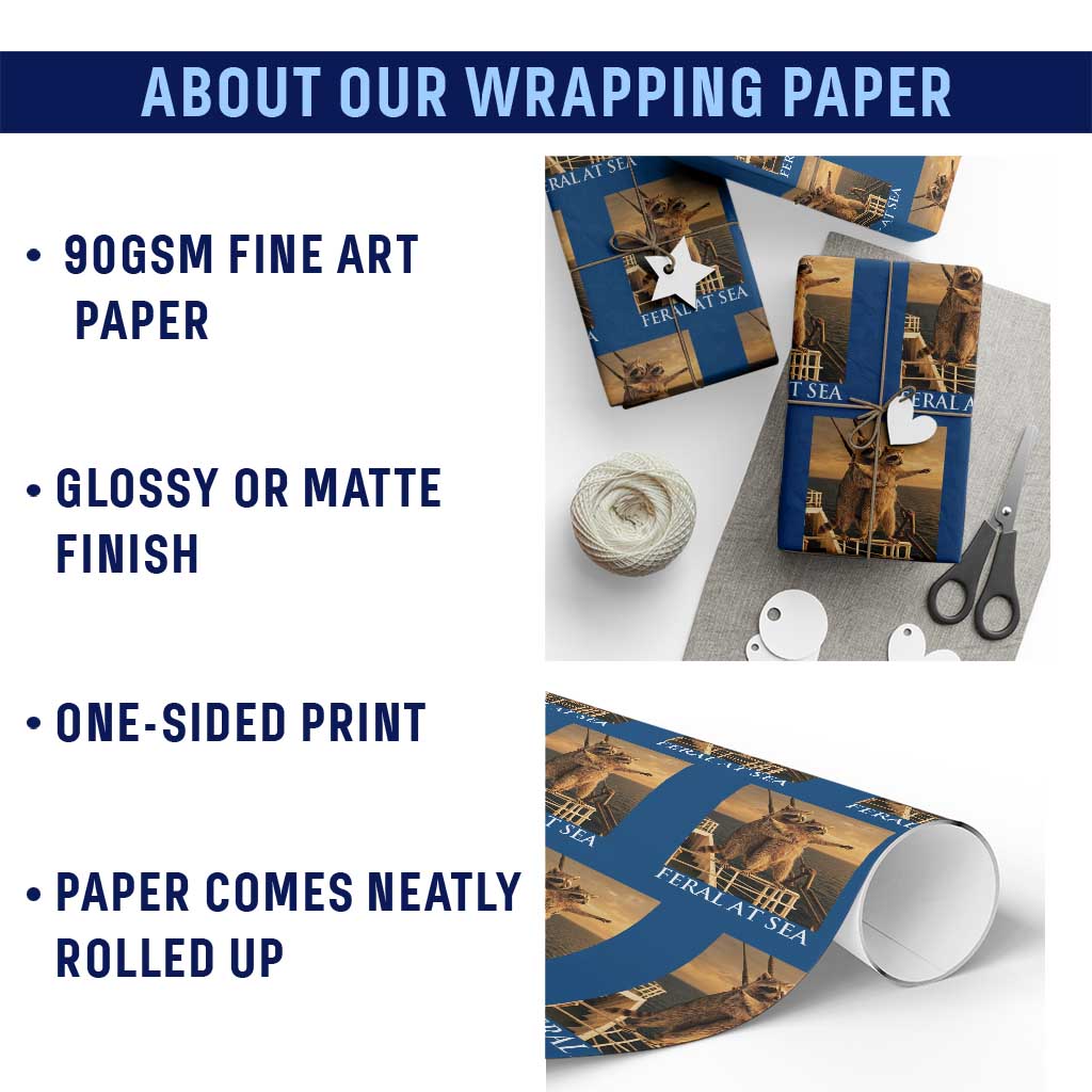 Vintage Feral At Sea Cruise Wrapping Paper Roll Funny Raccoon Parody Movie TS14 Print Your Wear