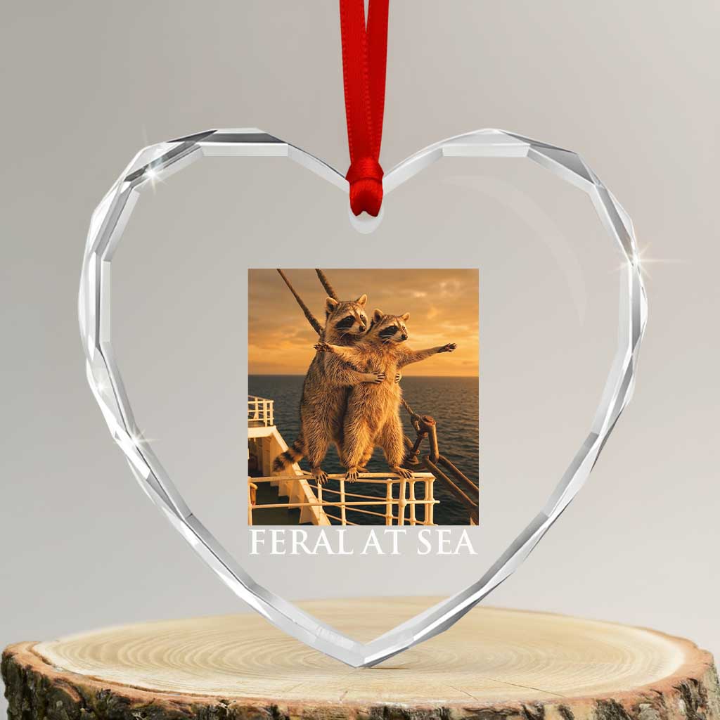 Vintage Feral At Sea Cruise Heart Crystal Glass Ornament Funny Raccoon Parody Movie TS14 Transparent Glass 3'' Heart Print Your Wear