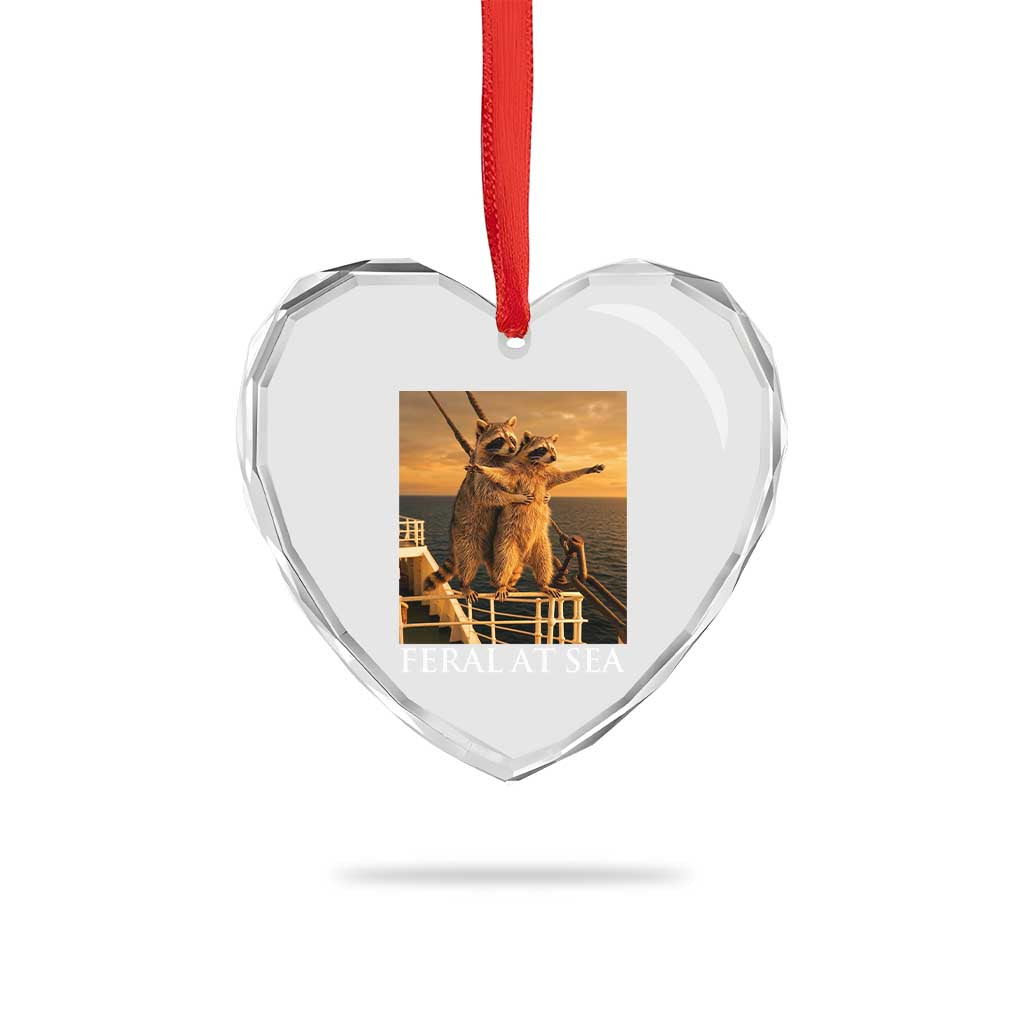 Vintage Feral At Sea Cruise Heart Crystal Glass Ornament Funny Raccoon Parody Movie TS14 Print Your Wear