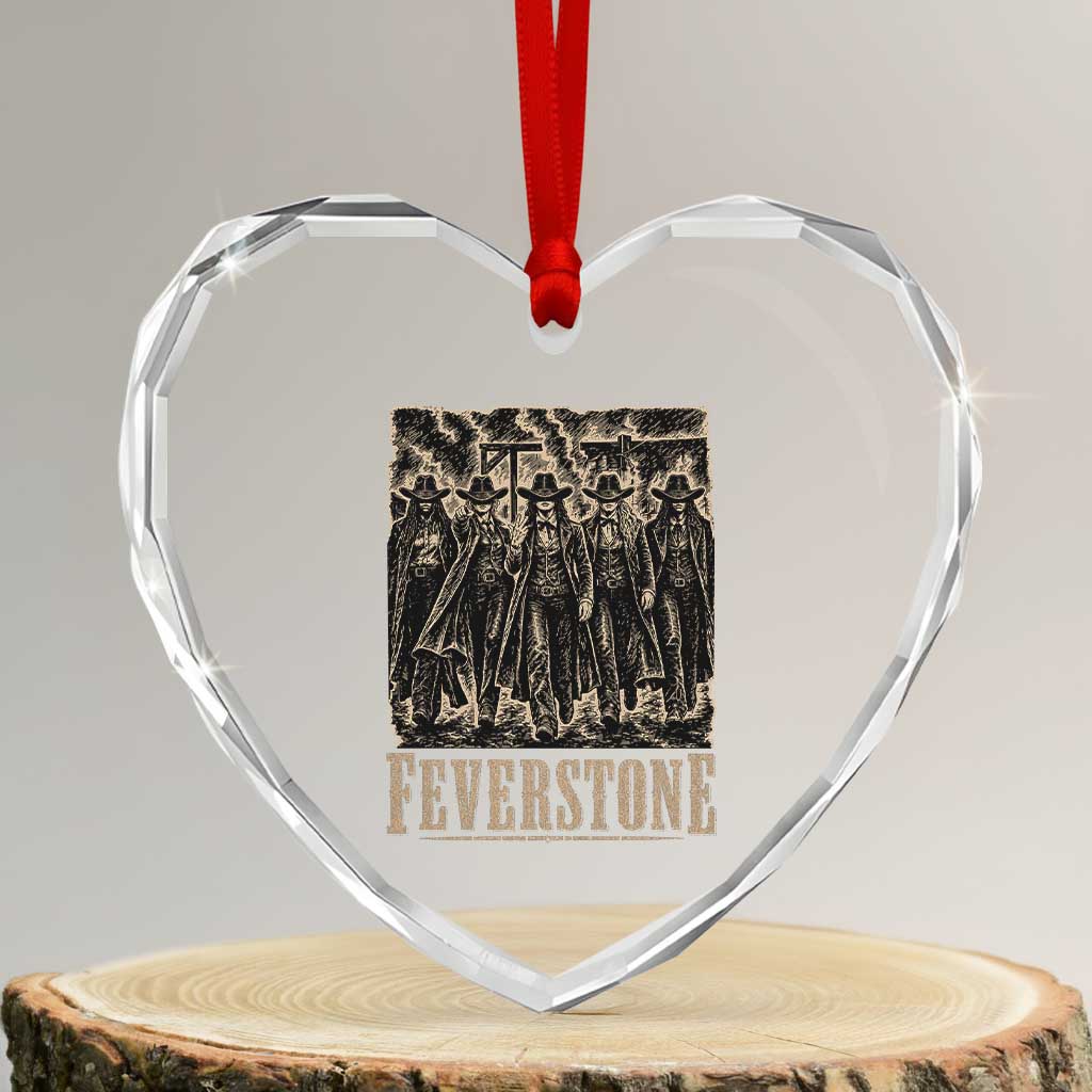 Vintage Feverstone Cowgirls Wild West Outlaw Legends Heart Crystal Glass Ornament TS02 Transparent Glass 3'' Heart Print Your Wear