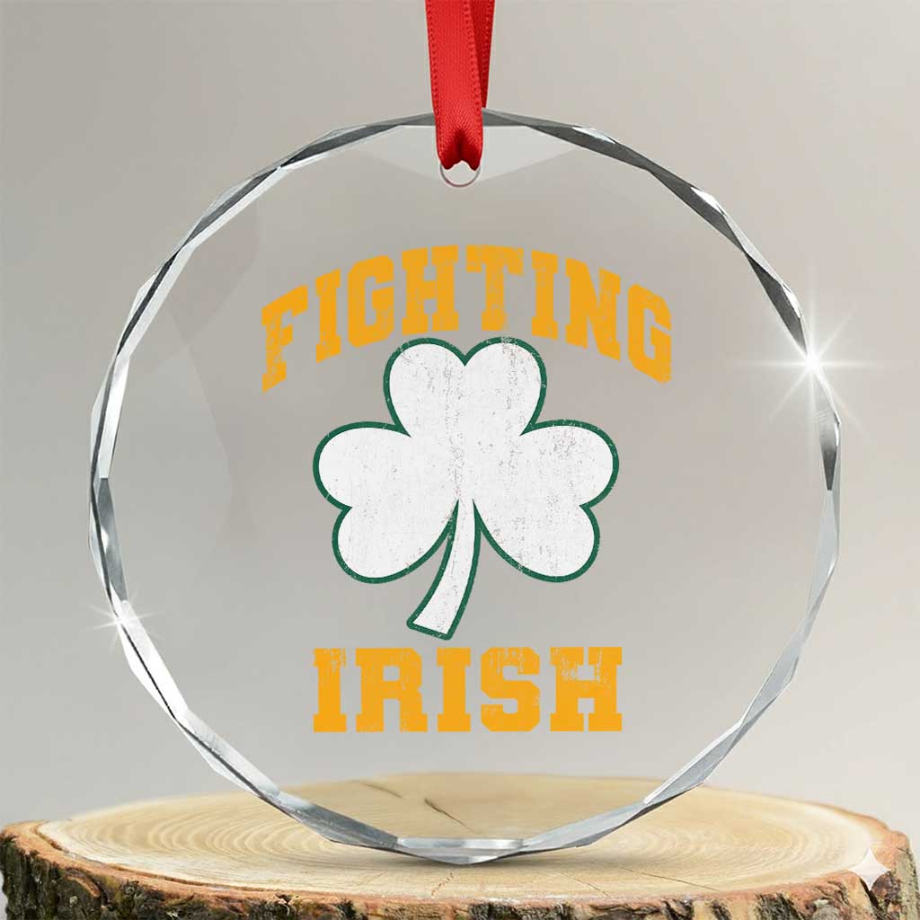 Vintage Fighting Irish Crystal Glass Ornament Retro History Gold Shamrock TS10 Transparent Glass 3'' Circle Print Your Wear