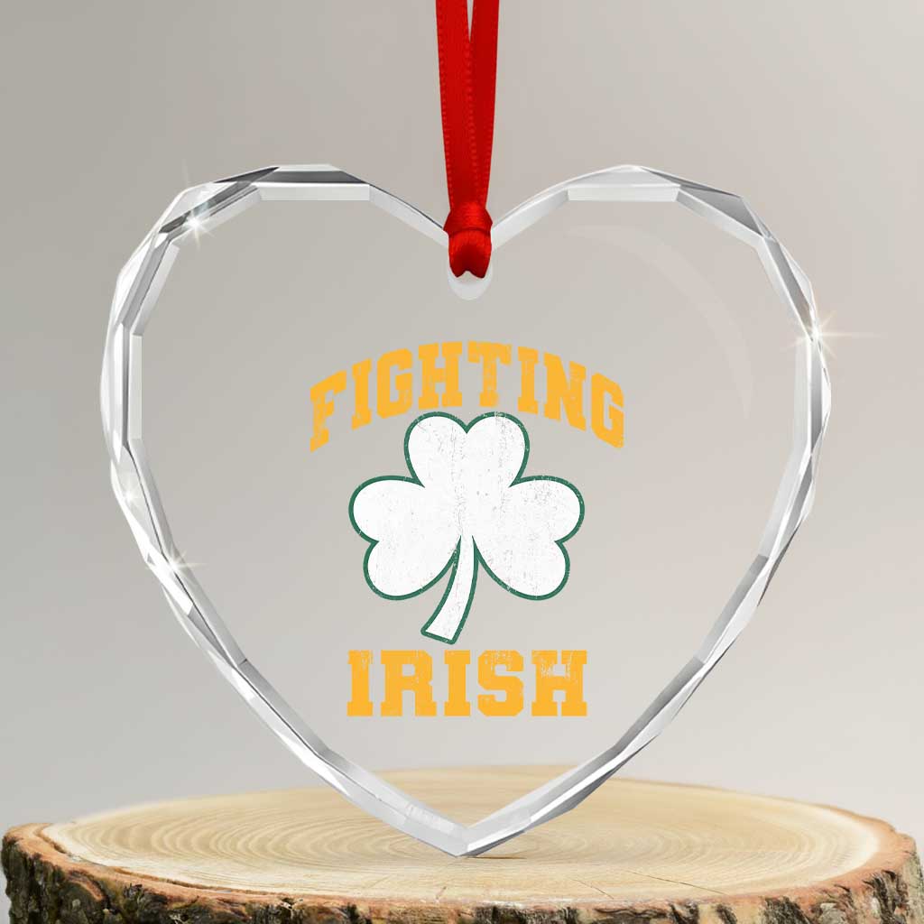 Vintage Fighting Irish Heart Crystal Glass Ornament Retro History Gold Shamrock TS10 Transparent Glass 3'' Heart Print Your Wear