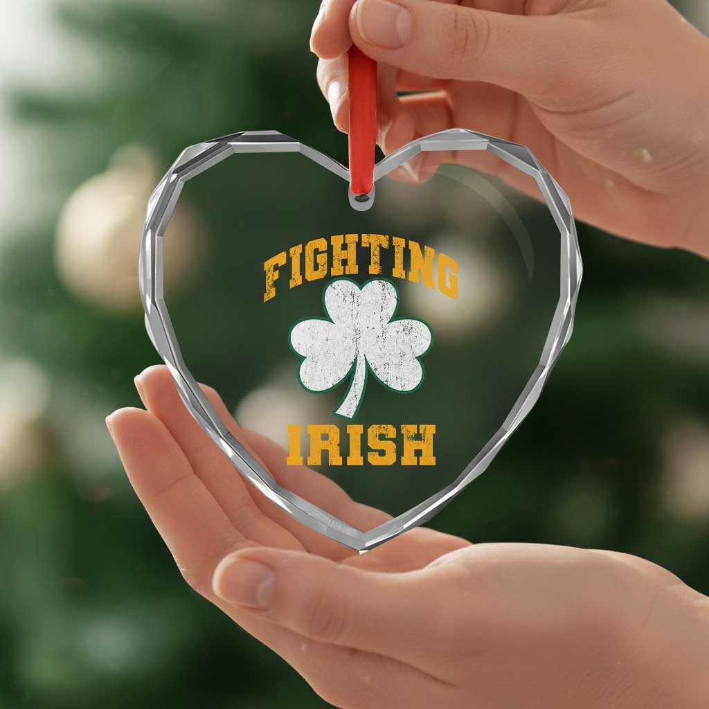 Vintage Fighting Irish Heart Crystal Glass Ornament Retro History Gold Shamrock TS10 Print Your Wear