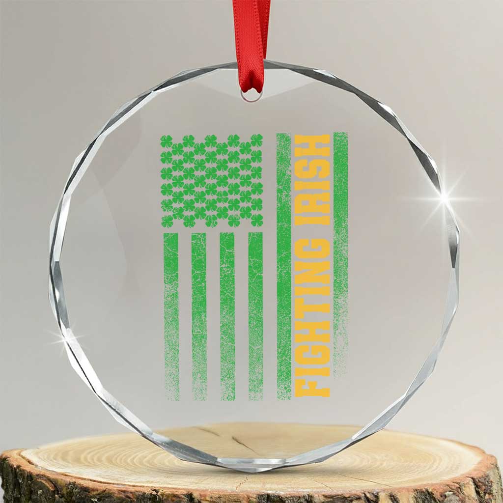 Vintage Fighting Irish Shamrock American Flag Crystal Glass Ornament TS11 Transparent Glass 3'' Circle Print Your Wear