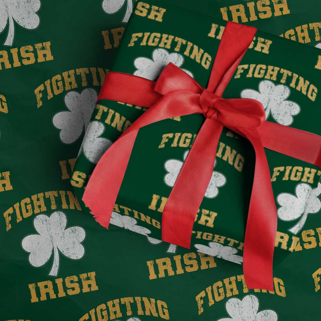 Vintage Fighting Irish Wrapping Paper Roll Retro History Gold Shamrock TS10 Green Print Your Wear