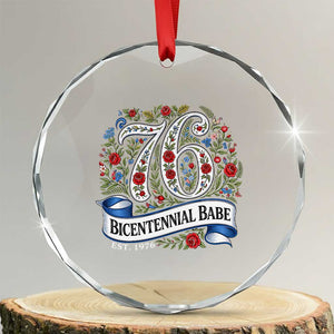 Vintage Floral Bicentennial Babe Est 1976 Crystal Glass Ornament Elegant 50th Birthday TS02 Transparent Glass 3'' Circle Print Your Wear