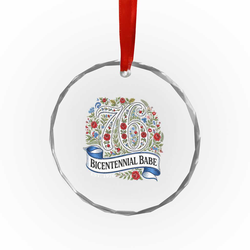 Vintage Floral Bicentennial Babe Est 1976 Crystal Glass Ornament Elegant 50th Birthday TS02 Print Your Wear