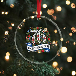Vintage Floral Bicentennial Babe Est 1976 Crystal Glass Ornament Elegant 50th Birthday TS02 Print Your Wear