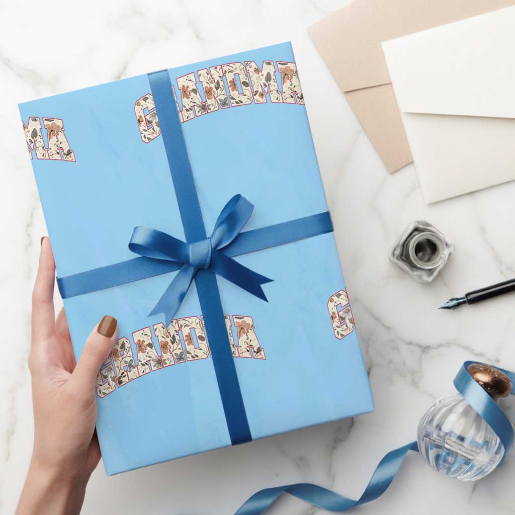 Vintage Floral Grandma Wrapping Paper Roll Mothers Day Gift Idea TS12 Light Blue Print Your Wear