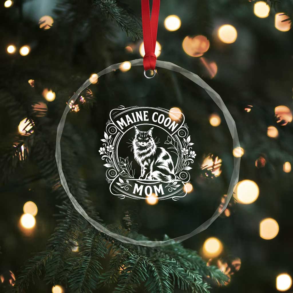 Vintage Floral Maine Coon Crystal Glass Ornament Mothers Day Cat Mom Gift TS12 Print Your Wear