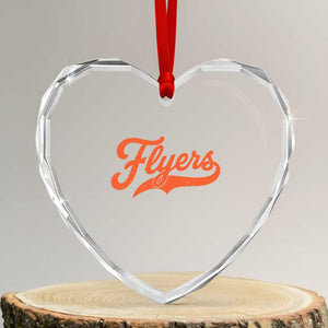 Vintage Flyers Name Script Style Heart Crystal Glass Ornament Retro Distressed Tailgate Spirit Sports Fan TS02 Transparent Glass 3'' Heart Print Your Wear