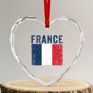 Vintage France Flag Distressed French Pride Patriotic Soccer Fan Graphic Heart Crystal Glass Ornament TS10 Transparent Glass 3'' Heart Print Your Wear