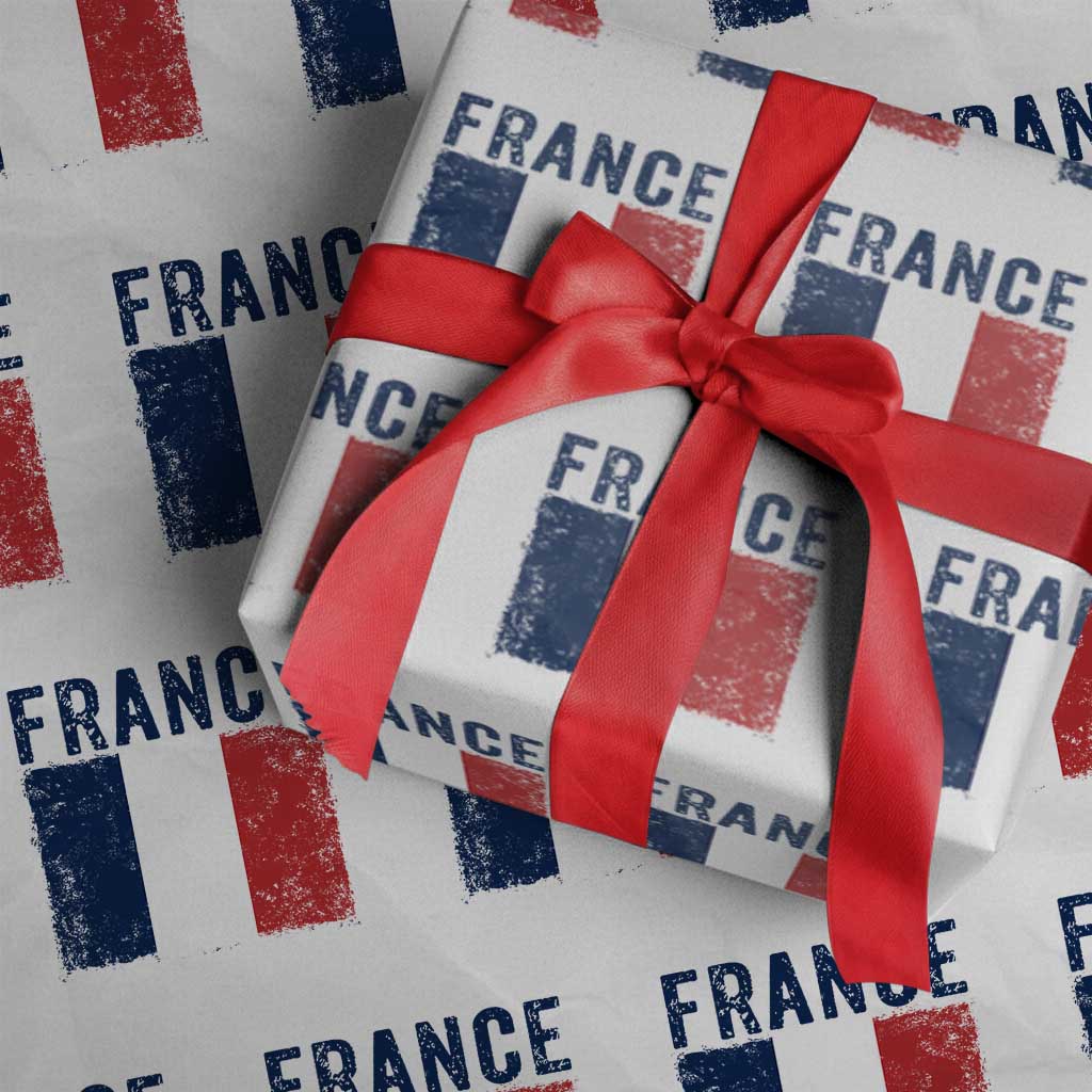 Vintage France Flag Distressed French Pride Patriotic Soccer Fan Graphic Wrapping Paper Roll TS10 White Print Your Wear
