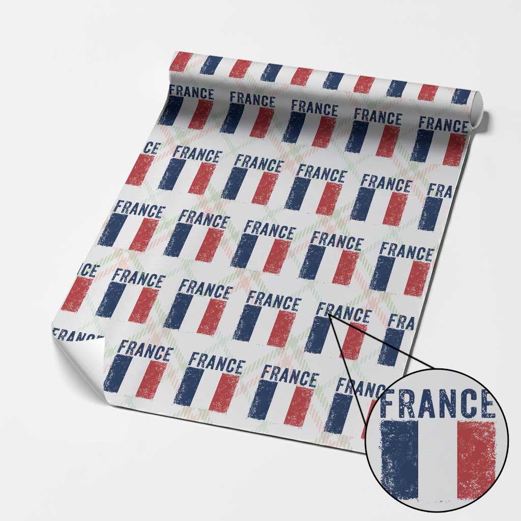Vintage France Flag Distressed French Pride Patriotic Soccer Fan Graphic Wrapping Paper Roll TS10 Christmas Plaid Print Your Wear