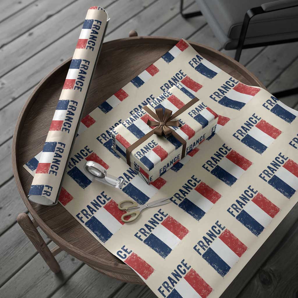 Vintage France Flag Distressed French Pride Patriotic Soccer Fan Graphic Wrapping Paper Roll TS10 Beige Print Your Wear