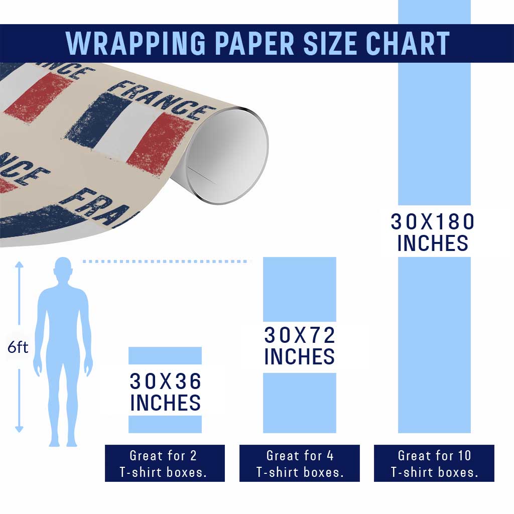 Vintage France Flag Distressed French Pride Patriotic Soccer Fan Graphic Wrapping Paper Roll TS10 Print Your Wear