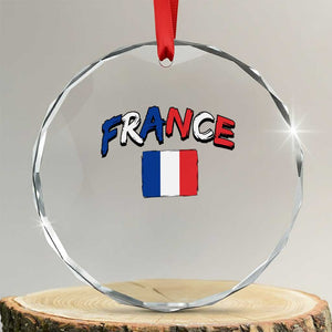 Vintage France Flag French Heritage Graphic Crystal Glass Ornament