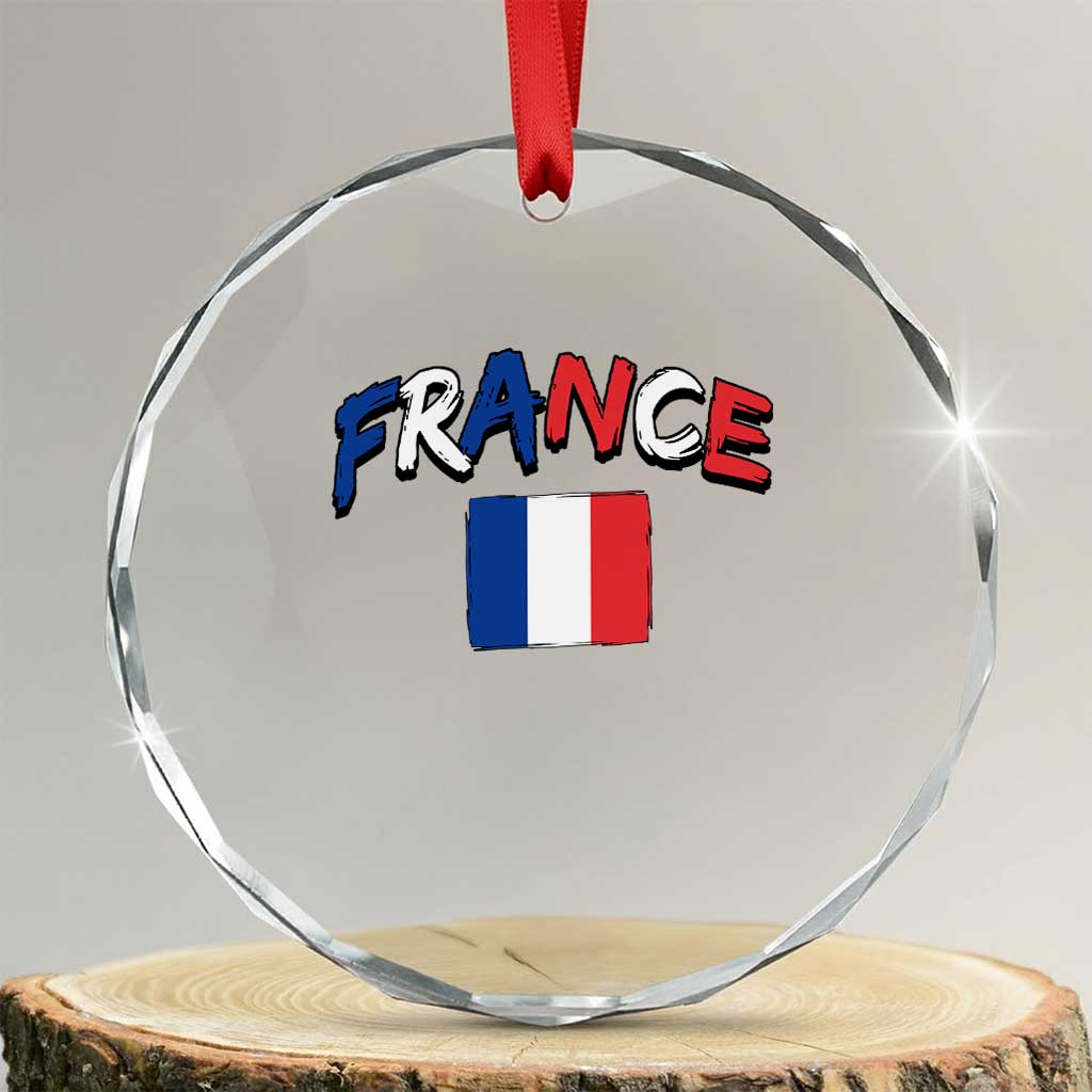 Vintage France Flag French Heritage Graphic Crystal Glass Ornament TS12 Transparent Glass 3'' Circle Print Your Wear