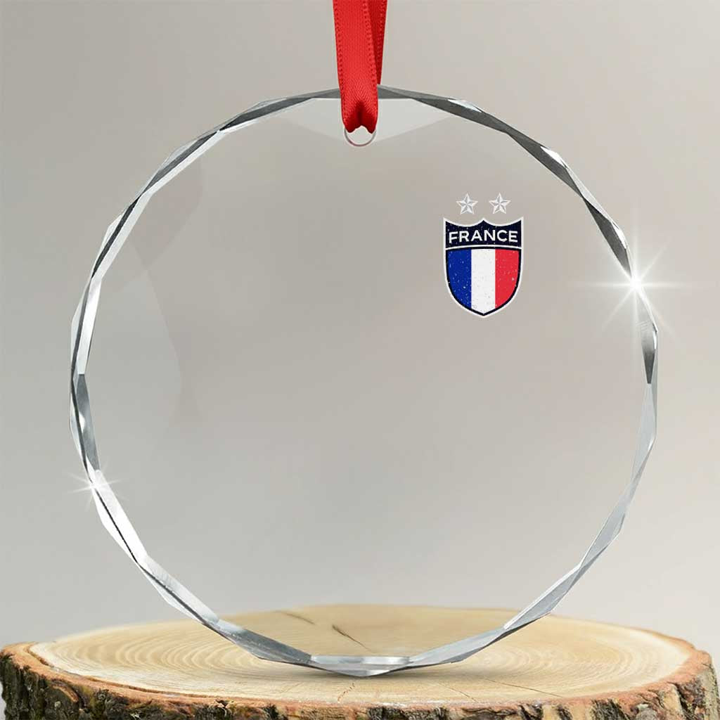 Vintage France Football Crest Two Stars French Flag Crystal Glass Ornament TS11 Transparent Glass 3'' Circle Print Your Wear