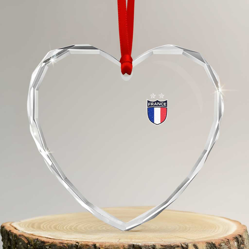 Vintage France Football Crest Two Stars French Flag Heart Crystal Glass Ornament TS11 Transparent Glass 3'' Heart Print Your Wear