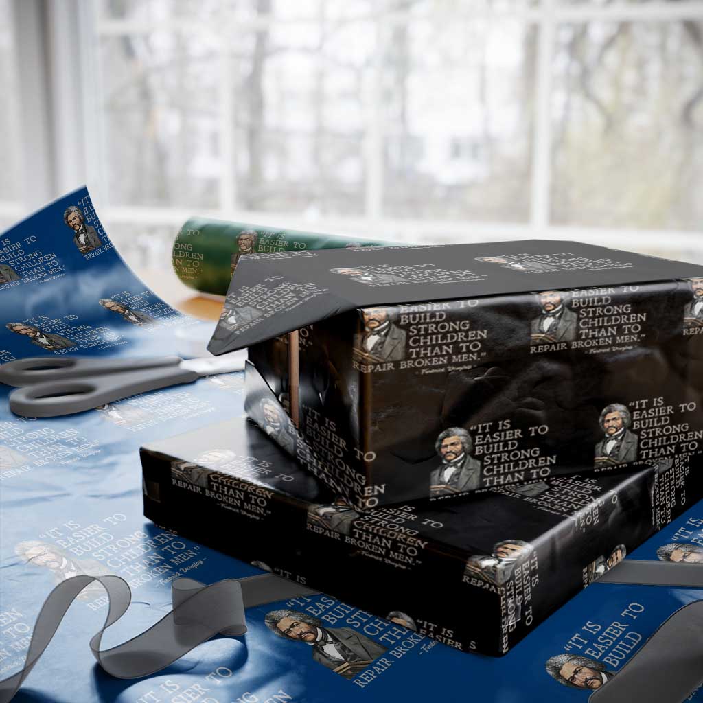 Vintage Frederick Douglass Wrapping Paper Roll It Is Easier To Build Strong Children Than To Repair Broken Men TS02 Black Print Your Wear