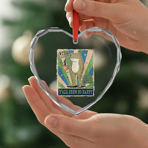 Vintage Frog Drinking Coffee Sarcastic Meme Heart Crystal Glass Ornament Wish I Lacked Critical Thinking Skills You All Seem So Happy