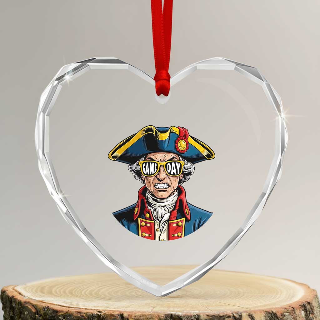 Vintage Game Day Patriot Heart Crystal Glass Ornament Revolutionary Colonial Mascot Football Fan TS02 Transparent Glass 3'' Heart Print Your Wear