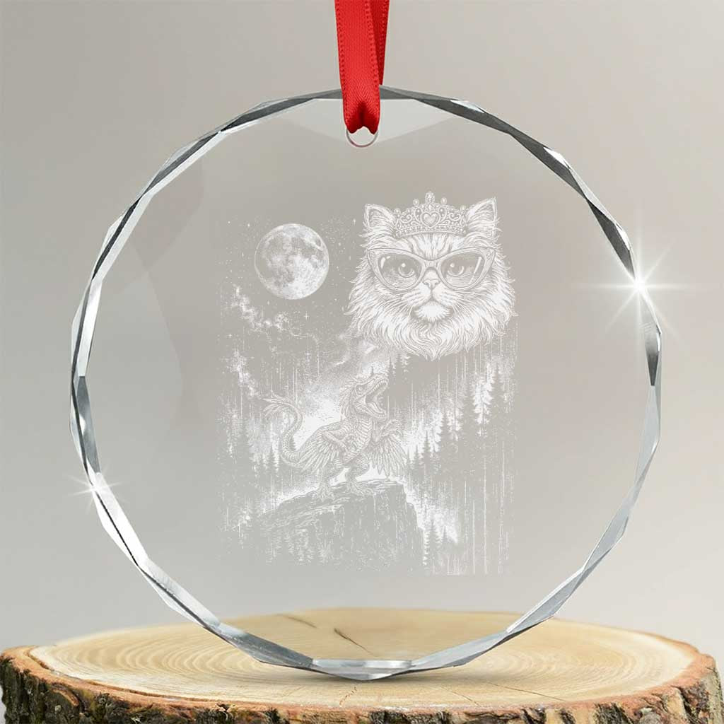 Vintage Geek Princess Cat Crystal Glass Ornament Full Moon Engraving Art Gift TS12 Transparent Glass 3'' Circle Print Your Wear
