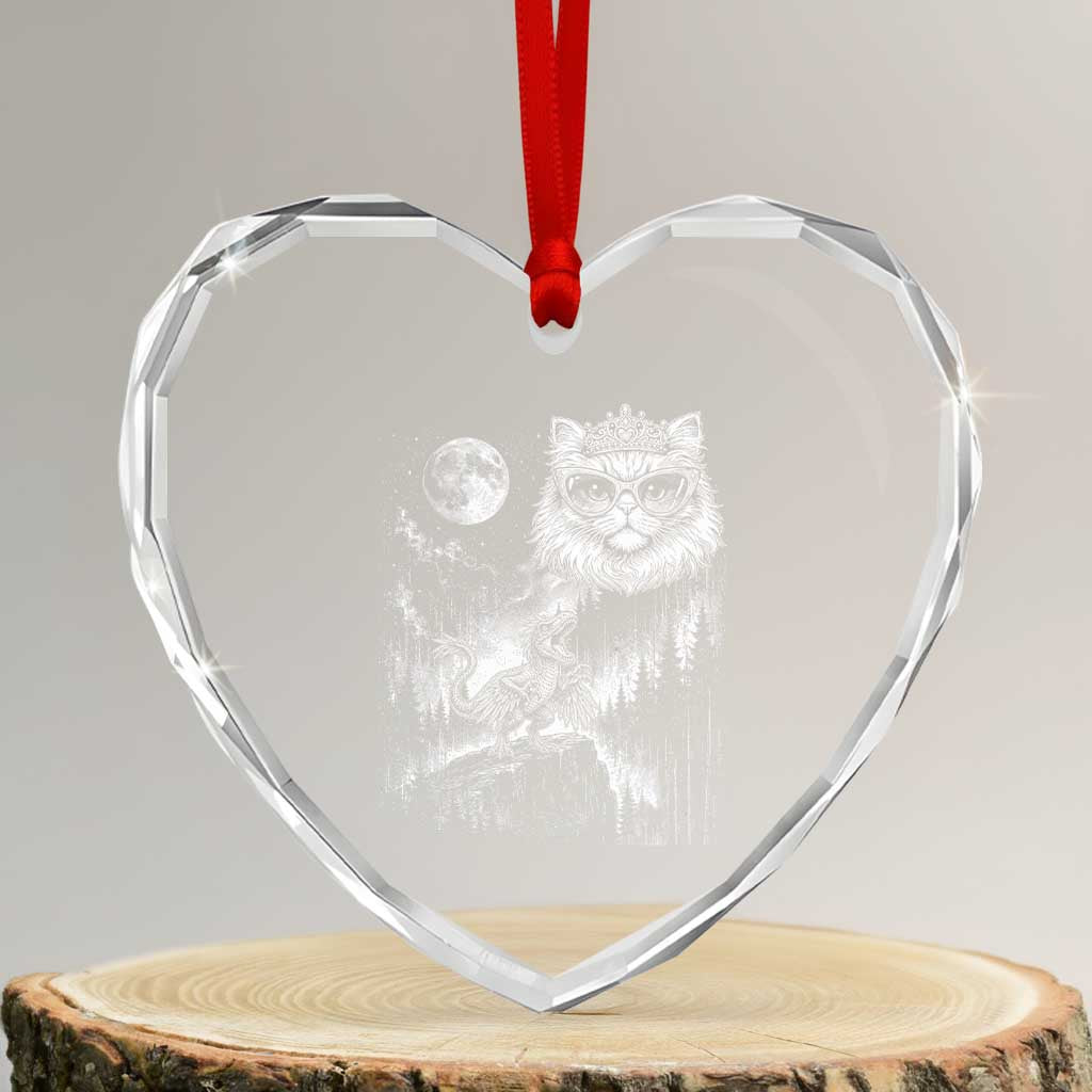 Vintage Geek Princess Cat Heart Crystal Glass Ornament Full Moon Engraving Art Gift TS12 Transparent Glass 3'' Heart Print Your Wear