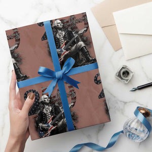 Vintage George Washington Playing Guitar 250 Years Wrapping Paper Roll 1776 2026 Humor Patriotic USA Flag TS10 Mocha Print Your Wear