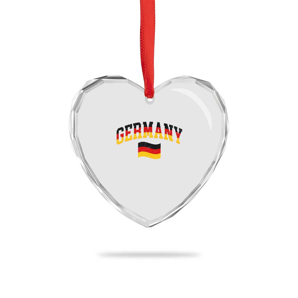 Vintage Germany Flag Heart Crystal Glass Ornament Black Red Gold German Heritage Gift