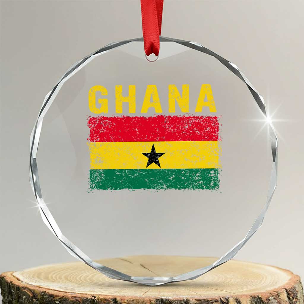 Vintage Ghana Flag Distressed Design Crystal Glass Ornament Proud Ghanaian Heritage African Pride TS10 Transparent Glass 3'' Circle Print Your Wear
