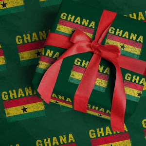 Vintage Ghana Flag Distressed Design Wrapping Paper Roll Proud Ghanaian Heritage African Pride