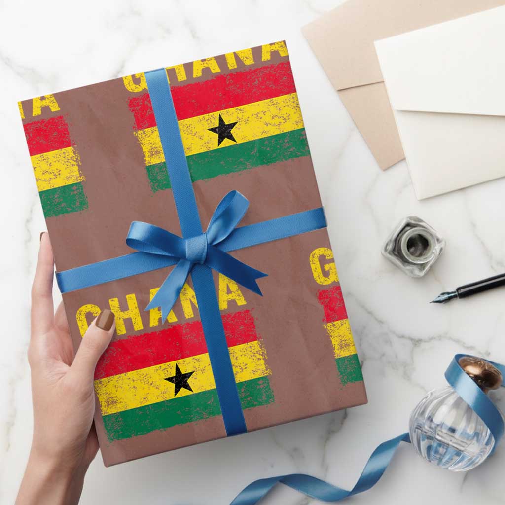 Vintage Ghana Flag Distressed Design Wrapping Paper Roll Proud Ghanaian Heritage African Pride