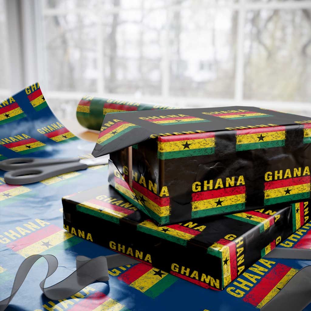 Vintage Ghana Flag Distressed Design Wrapping Paper Roll Proud Ghanaian Heritage African Pride